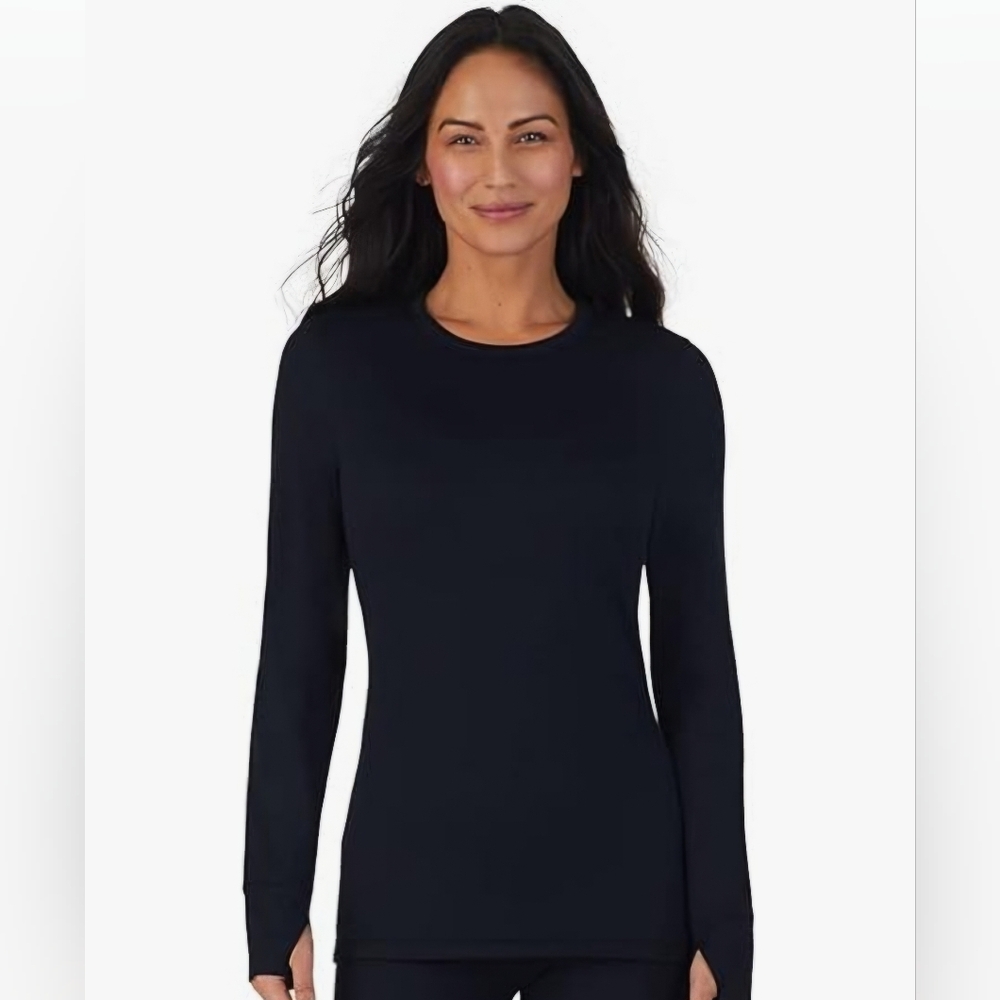 Climate Right by CuddleDuds Black Long Sleeves w/Thumb Holes XXL